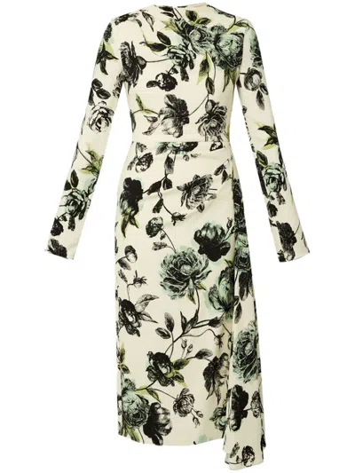 ERDEM DRAPED MIDI DRESS