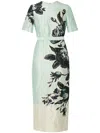 Erdem Crinkled Satin Midi Dress In Weiss