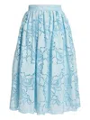 Erdem Floral-lace Midi Skirt - Women's - Polyester/cotton In Blue