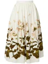Erdem Floral Print A-line Midi Skirt In Weiss