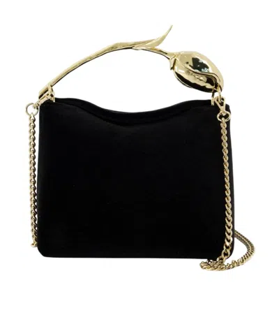 Erdem Bloom Micro Velvet Top-handle Bag In Black