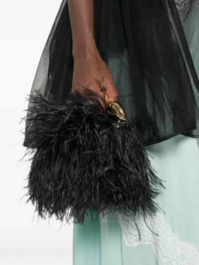 Erdem Mini Bloom Feather Tote Bag In Black