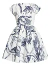 Erdem Pleated Floral-print Cotton-poplin Mini Dress In Multi
