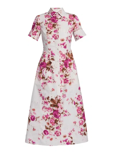 Erdem Mini Floral Cotton Dress For Women In Pink