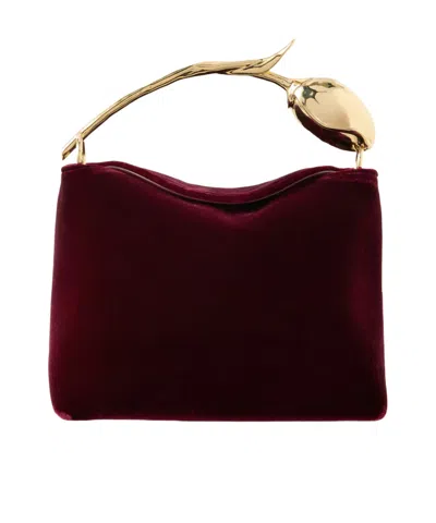 Erdem Mini Velvet Clutch In Burgundy