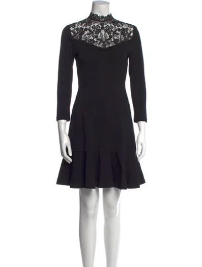 Pre-owned Erdem Mock Neck Knee-length Dress In Black