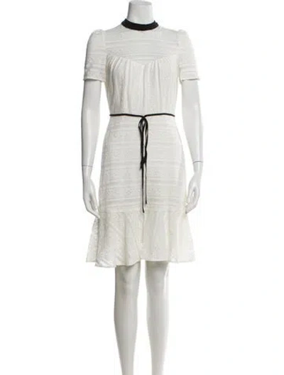 Pre-owned Erdem Mock Neck Knee-length Dress In White