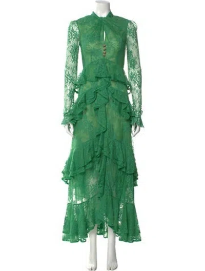 Pre-owned Erdem Mock Neck Long Dress In Green