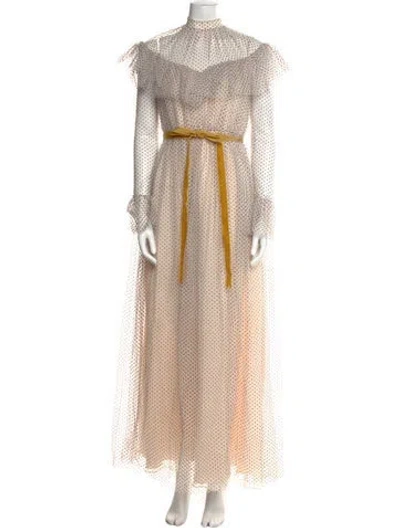 Pre-owned Erdem Mock Neck Long Dress In Neutral