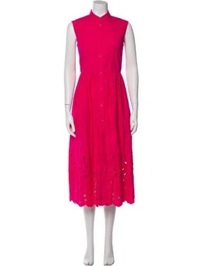 Pre-owned Erdem Mock Neck Long Dress In Pink