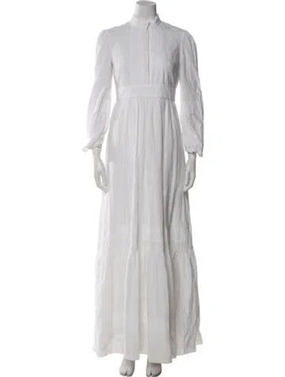 Pre-owned Erdem Mock Neck Long Dress In White
