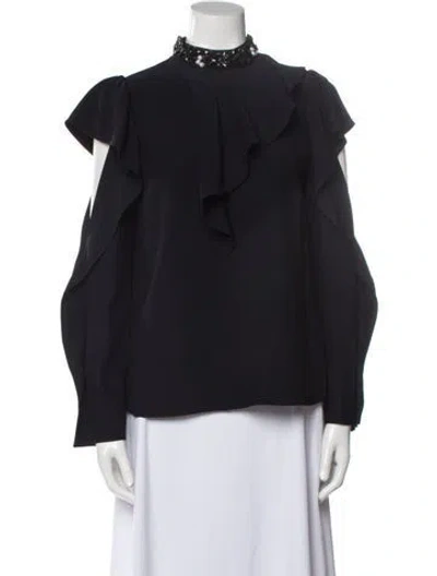 Pre-owned Erdem Mock Neck Long Sleeve Blouse W/ Tags In Black