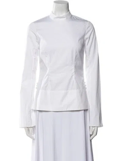 Pre-owned Erdem Mock Neck Long Sleeve Blouse W/ Tags In White