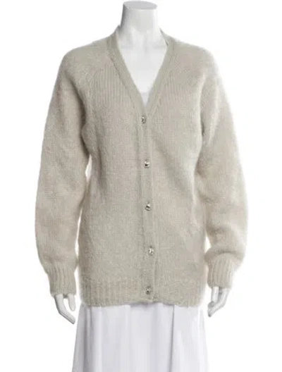 Pre-owned Erdem Mohair V-neck Sweater In Gray