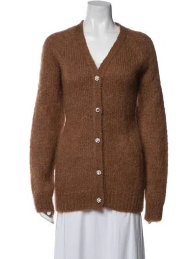 Pre-owned Erdem Mohair V-neck Sweater W/ Tags In Brown