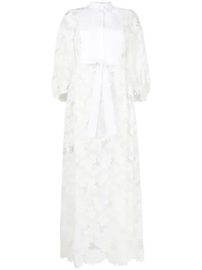 Erdem Nairne Floral-lace Midi Dress In Weiss