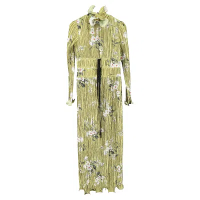 Erdem Namiba Pleated Floral-print Maxi Dress In Multicolor Polyester In Green