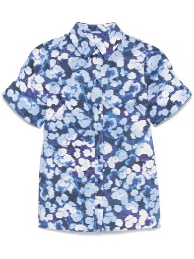 ERDEM NAVY BLUE FLORAL-PRINT SHIRT