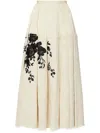 ERDEM NEUTRAL FLORAL-EMBROIDERED PLEATED SKIRT