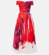 Erdem Off-the-shoulder Faille Midi Dress In Red