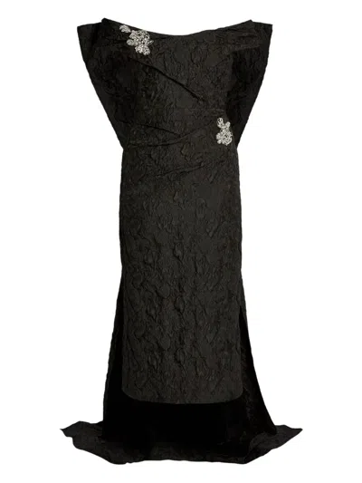 Erdem Off-shoulder Midi Dress In Black
