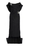 Erdem Off-the-shoulder Cloque Midi Dress In Black