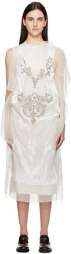 ERDEM OFF-WHITE ASYMMETRIC COCKTAIL MIDI DRESS