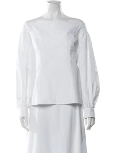 Pre-owned Erdem Off-the-shoulder Long Sleeve Blouse W/ Tags In White