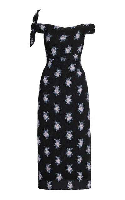 Erdem Off-the-shoulder Organza Fil Coupe Maxi Dress In Black