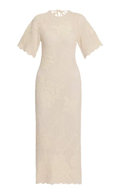 Erdem Open-stitch Knit Cotton Midi Dress In Neutral