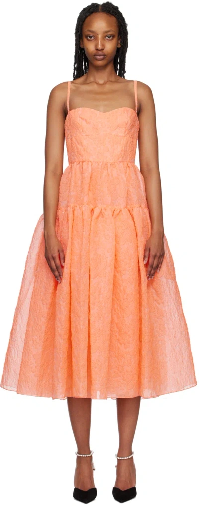 Erdem Abelia Organza Cloque Midi Dress In Coral