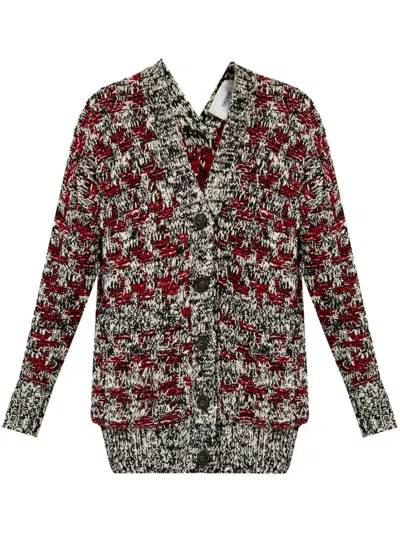 Erdem Oversized Wool-blend Cardigan In Black + White + Plum