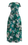 Erdem Painted-floral Gown In Green
