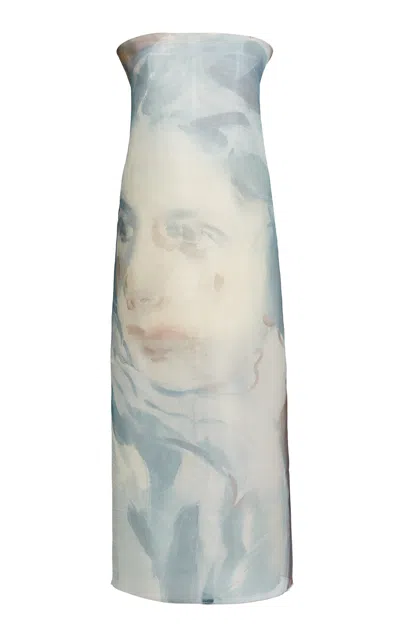 Erdem Painting-printed Organza Cocktail Dress In Multi