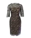 Erdem Paisley Lace Midi Shift Dress In Black Polyester In Black