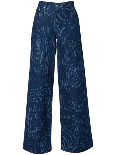 Erdem Paisley Wide-leg Jeans In Blue