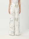 Erdem Womens Botanical Garden White Graphic-pattern Wide-leg Silk Trousers