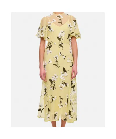 Erdem Pattern Dress In Nude