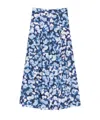 Erdem Pleated Cotton Midi Skirt In Blue