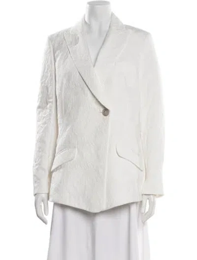 Pre-owned Erdem Patterned Blazer In White