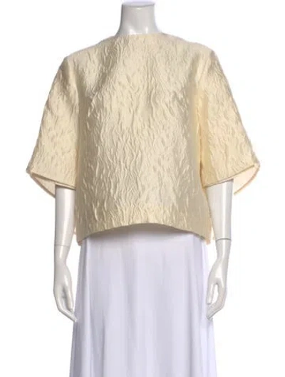 Pre-owned Erdem Patterned Crew Neck Blouse In White