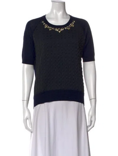 Pre-owned Erdem Patterned Crew Neck Sweater In Black