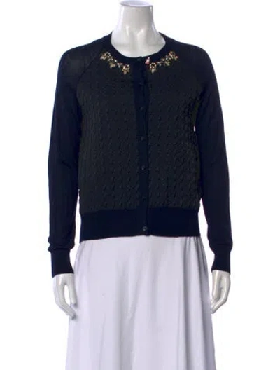 Pre-owned Erdem Patterned Crew Neck Top In Blue