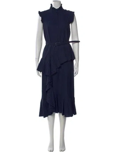 Pre-owned Erdem Patterned Long Dress In Blue