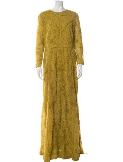 Pre-owned Erdem Patterned Long Dress In Yellow