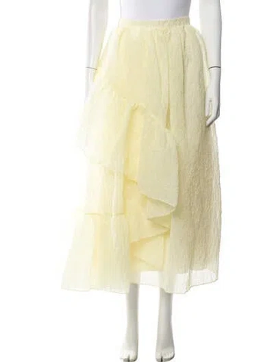 Pre-owned Erdem Patterned Long Skirt W/ Tags In Yellow