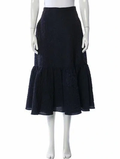 Pre-owned Erdem Patterned Midi Length Skirt In Blue
