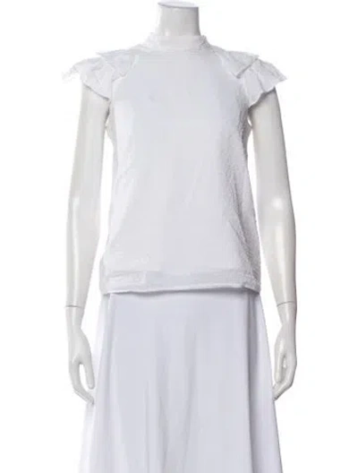 Pre-owned Erdem Patterned Mock Neck Blouse In White