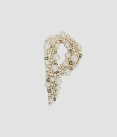 Erdem Pearl Alphabet Brooch P In Multi