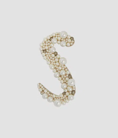 Erdem Pearl Alphabet Brooch S In Multi